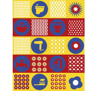 Wall decal for bathroom colorful bath symbols - TenStickers