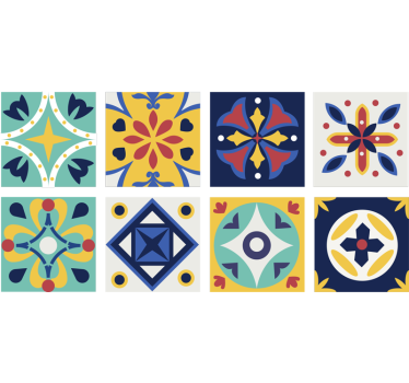 Kitchen wall sticker floral pattern tile - TenStickers
