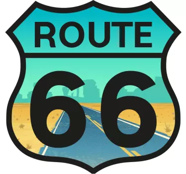 Route 66 logo laptop sticker - TenStickers