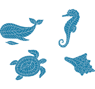 Blue mosaic effect undersea wall decal for bathroom - TenStickers