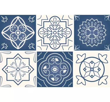 Ornamental tiles floral wall sticker - TenStickers