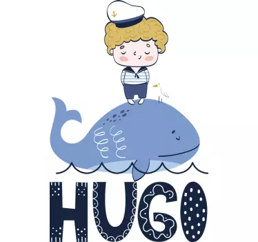 Wall stickers for kids child captain whale - TenStickers