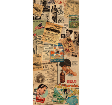 Vintage newspaper ad collage fridge sticker - TenStickers