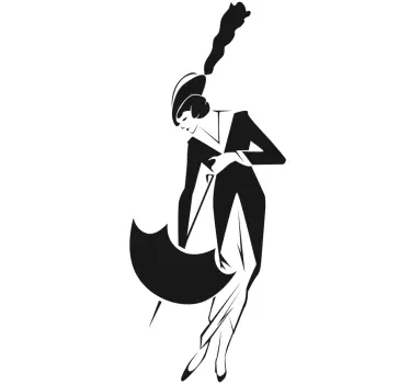 Elegant Woman with Umbrella Sticker - TenStickers
