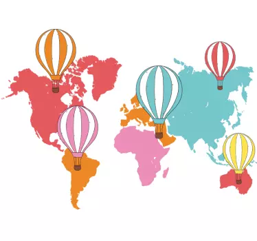 balloons world map sticker - TenStickers