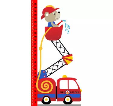 Fire engine height chart height chart wall sticker - TenStickers
