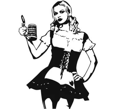 Waitress with Beer Sticker - TenStickers