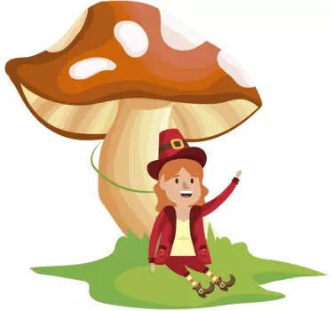 Elf and mushroom fantasy decal - TenStickers