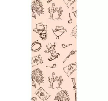 Door sticker western theme art design - TenStickers