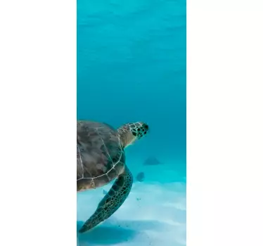 Real turtle under sea glass door decal - TenStickers