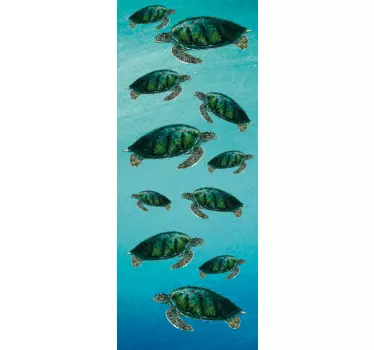 Turtle under sea glass door sticker - TenStickers