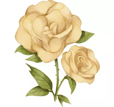 Golden rose flower wall decor - TenStickers