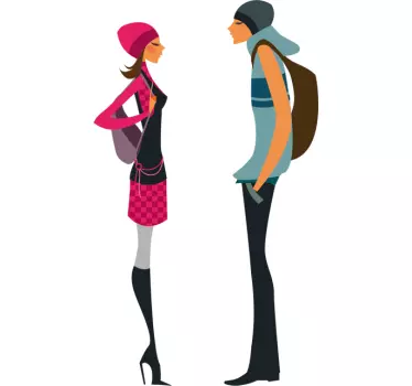 Trendy Couple Talking Decorative Sticker - TenStickers