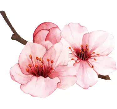 Pink flowers living room  flower wall decor - TenStickers
