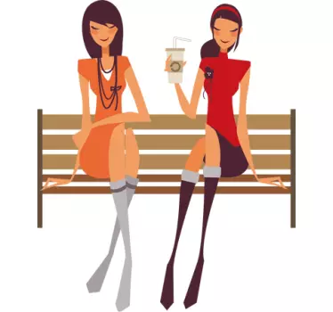 Girls Sitting Decorative Sticker - TenStickers