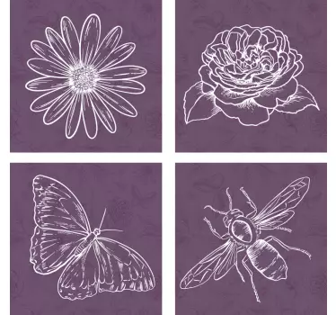 Vintage botanical pattern tiles tile transfer - TenStickers