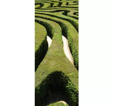 Intricate Green Maze door sticker - TenStickers