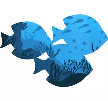 Aquarium fish bathroom wall decal - TenStickers