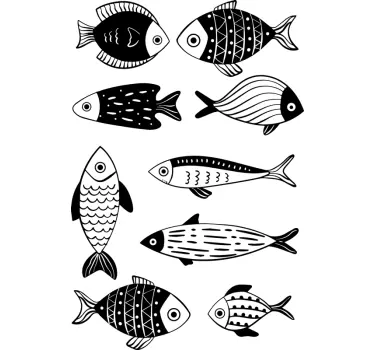 Beautiful fish pattern fish wall decal - TenStickers