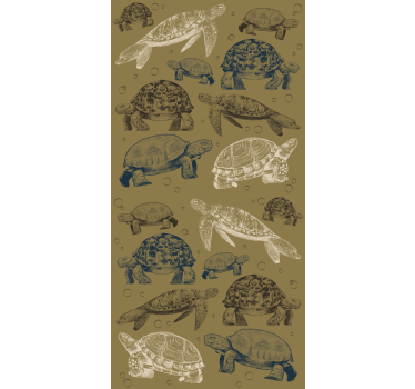 Turtles beige background fridge wrap decal - TenStickers