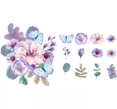 Set of watercolor flowers flower wall decal - TenStickers