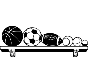 Shelf with sports balls wall decor - TenStickers