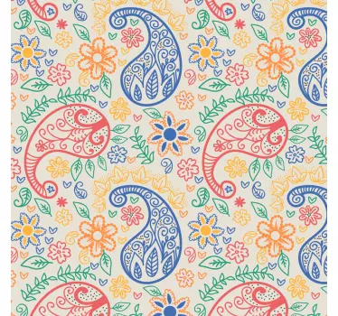 Colorful Paisley fridge wrap - TenStickers