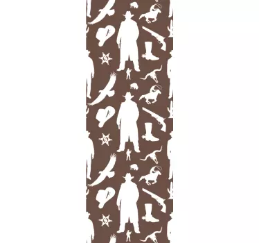 Cowboy and horses pattern  fridge wrap - TenStickers