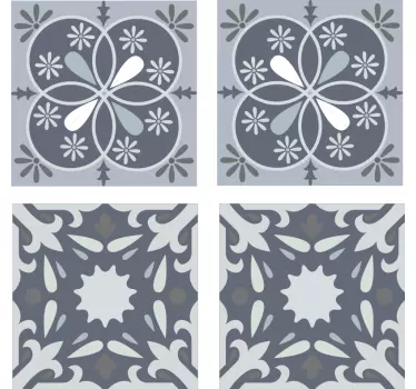 Blue original flower tile transfer decal - TenStickers