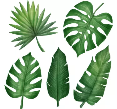 Realistic tropical leaf  plant living room wall sticker - TenStickers