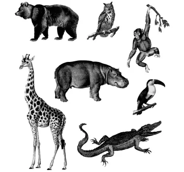 Black and white jungle wild animal sticker - TenStickers