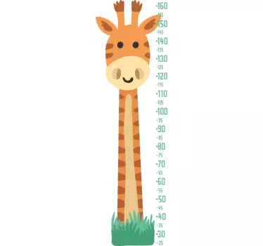Giraffe with growth meter height chart decal - TenStickers