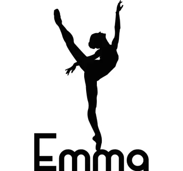 Ballerina with name silhouette dance sticker - TenStickers