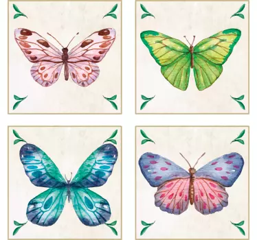 Colored butterfly pattern wall tile sticker - TenStickers