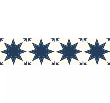 Dark blue and white big star tile transfer - TenStickers