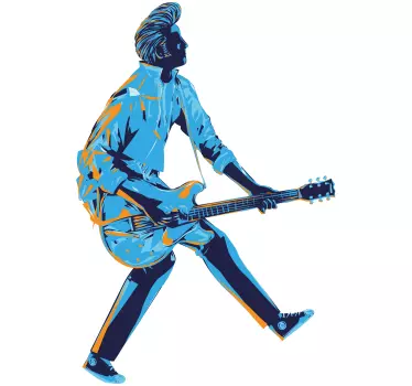 illustration rockstar guitarist rock n roll decal - TenStickers