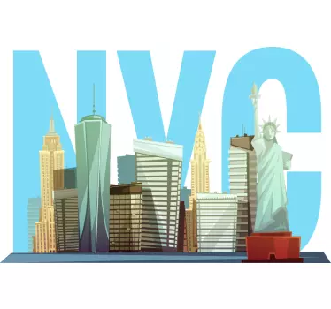 Cartoon NYC skyline new york wall decal - TenStickers