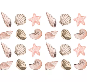 seashells sheet seashell stickers - TenStickers