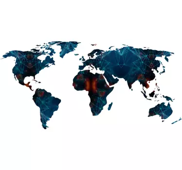 Geometrical map of the world wall decal - TenStickers