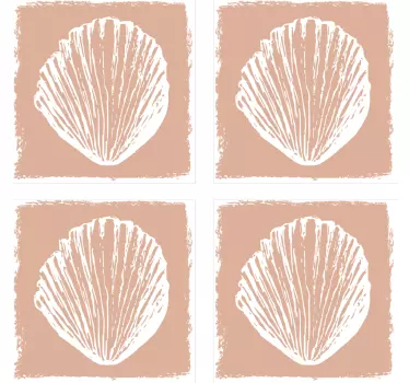 Retro seashell pattern beige  tile transfer decal - TenStickers