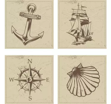 Sea objects  tile transfer decal - TenStickers