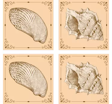 Vintage Seashells tile transfer decal - TenStickers