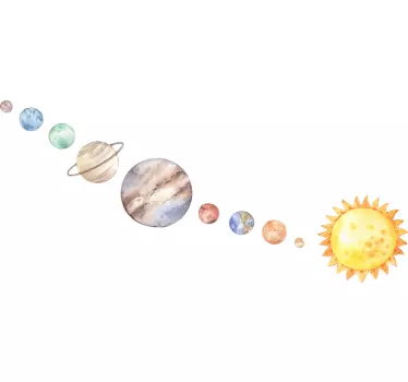 Solar system watercolor vintage travel decal - TenStickers