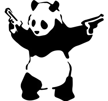 Banksy panda with guns silhouette fridge sticker - TenStickers