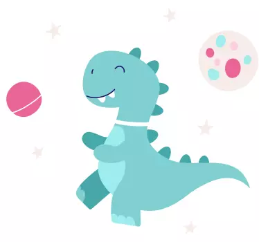 Space and the moon with dinosaur wall sticker - TenStickers
