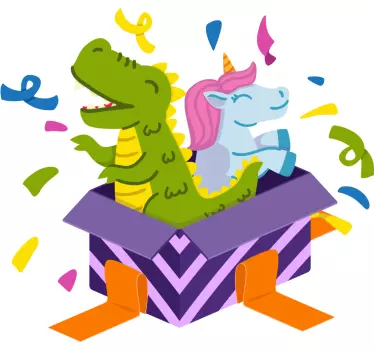 Dinosaur and unicorn couple dragon wall sticker - TenStickers