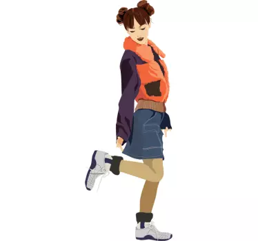 Young Casual Girl Wall Sticker - TenStickers