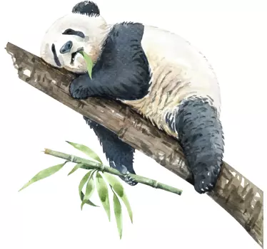 Realistic panda with a plant wild animal sticker - TenStickers