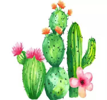 Blooming big cactus flower wall decal - TenStickers