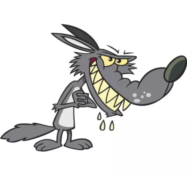 Scary wolf cartoon rubbing hands wild animal sticker - TenStickers